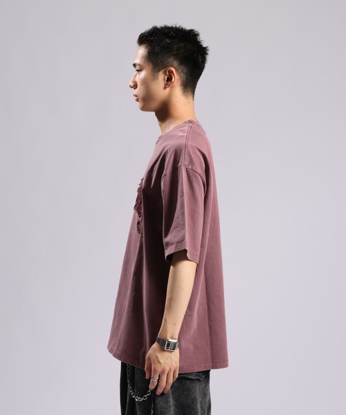 RAGEBLUE(レイジブルー)の「Twill Logo Patch T-Shirt/ツイルロゴパッチ/ピグメント加工Tシャツ(Tシャツ/カットソー・メンズ・ブラック/レッド/ブラウン・LARGE/MEDIUM)」の12枚目の写真