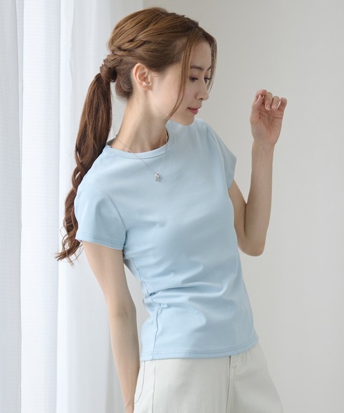 DAYRA(デイラ)の「ベーシック コンパクト 半袖T シャツ(Tシャツ/カットソー・レディース・ブルー/イエロー/ホワイト/ピンク/ブラック・M/L)」の1枚目の写真