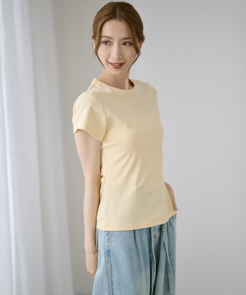 DAYRA(デイラ)の「ベーシック コンパクト 半袖T シャツ(Tシャツ/カットソー・レディース・ブルー/イエロー/ホワイト/ピンク/ブラック・M/L)」の17枚目の写真