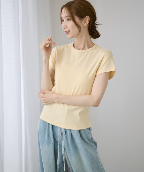 DAYRA(デイラ)の「ベーシック コンパクト 半袖T シャツ(Tシャツ/カットソー・レディース・ブルー/イエロー/ホワイト/ピンク/ブラック・M/L)」の18枚目の写真