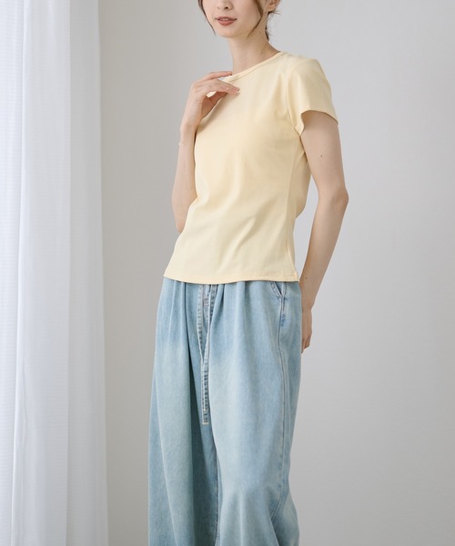 DAYRA(デイラ)の「ベーシック コンパクト 半袖T シャツ(Tシャツ/カットソー・レディース・ブルー/イエロー/ホワイト/ピンク/ブラック・M/L)」の19枚目の写真