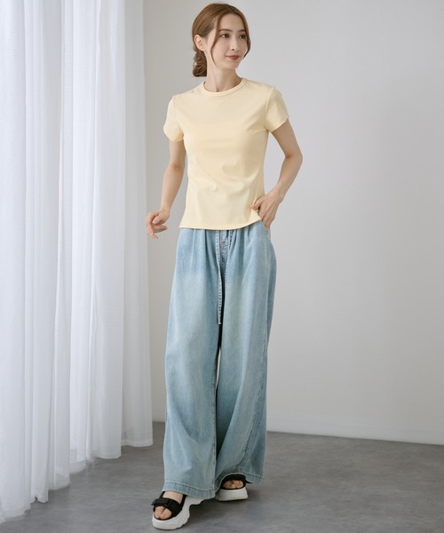 DAYRA(デイラ)の「ベーシック コンパクト 半袖T シャツ(Tシャツ/カットソー・レディース・ブルー/イエロー/ホワイト/ピンク/ブラック・M/L)」の20枚目の写真