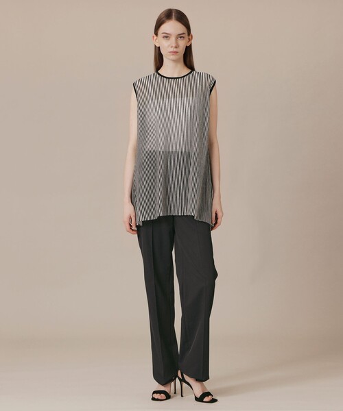 MACKINTOSH LONDON(マッキントッシュ ロンドン)の「プリーツストライプニット(タンクトップ・レディース・グリーン/チャコールグレー・38)」の6枚目の写真