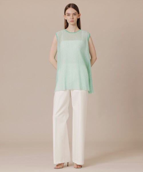 MACKINTOSH LONDON(マッキントッシュ ロンドン)の「プリーツストライプニット(タンクトップ・レディース・グリーン/チャコールグレー・38)」の7枚目の写真