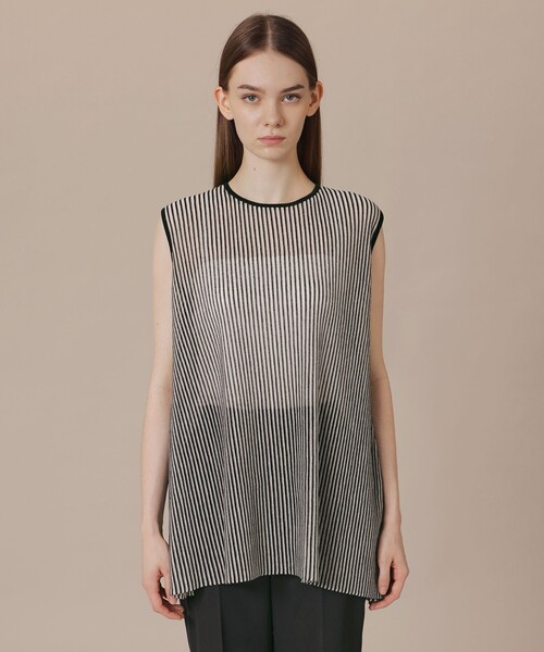 MACKINTOSH LONDON(マッキントッシュ ロンドン)の「プリーツストライプニット(タンクトップ・レディース・グリーン/チャコールグレー・38)」の8枚目の写真