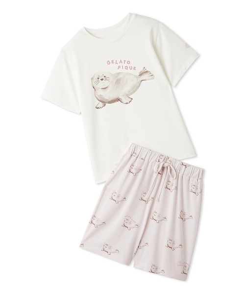 JUNIOR】【接触冷感】シーアニマル柄ワンポイントTシャツ&ショート