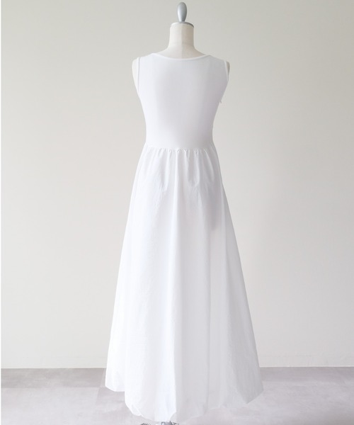 DOLLUPOOPS(ドールアップウップス)の「Padded Mixed-Media Maxi Dress(カップ付異素材ドッキングマキシワンピース)(ワンピース・レディース・オフホワイト/ブラック・FREE)」の8枚目の写真