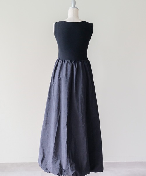 DOLLUPOOPS(ドールアップウップス)の「Padded Mixed-Media Maxi Dress(カップ付異素材ドッキングマキシワンピース)(ワンピース・レディース・オフホワイト/ブラック・FREE)」の10枚目の写真