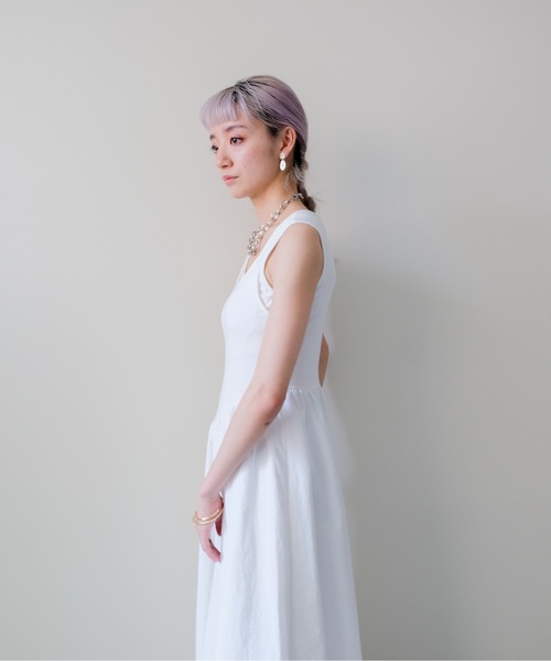 DOLLUPOOPS(ドールアップウップス)の「Padded Mixed-Media Maxi Dress(カップ付異素材ドッキングマキシワンピース)(ワンピース・レディース・オフホワイト/ブラック・FREE)」の14枚目の写真
