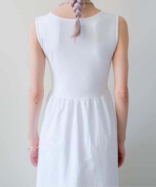 DOLLUPOOPS(ドールアップウップス)の「Padded Mixed-Media Maxi Dress(カップ付異素材ドッキングマキシワンピース)(ワンピース・レディース・オフホワイト/ブラック・FREE)」の16枚目の写真