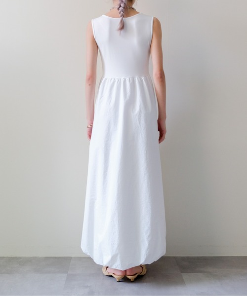 DOLLUPOOPS(ドールアップウップス)の「Padded Mixed-Media Maxi Dress(カップ付異素材ドッキングマキシワンピース)(ワンピース・レディース・オフホワイト/ブラック・FREE)」の6枚目の写真