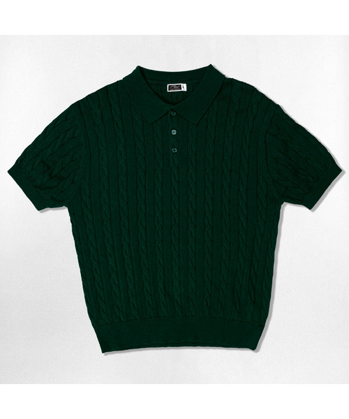 NOTUSUAL(ノットユージュアル)の「ユーズアルケーブルニット半袖Tシャツ 4カラー(ニット/セーター・レディース・バーガンディー/ネイビー/ダークグリーン/ブラック・SMALL/MEDIUM/LARGE/X-LARGE)」の1枚目の写真