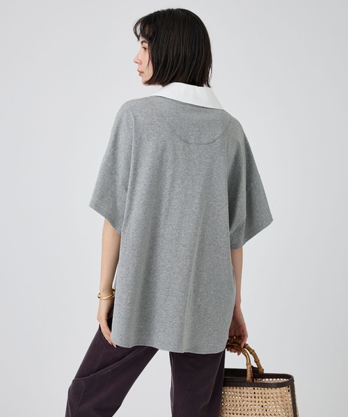 BABYLONE（バビロン）の「シャツドッキングハーフスリーブプルオーバー（Tシャツ/カットソー・レディース・グレー/ネイビー・フリー）」の6枚目の写真
