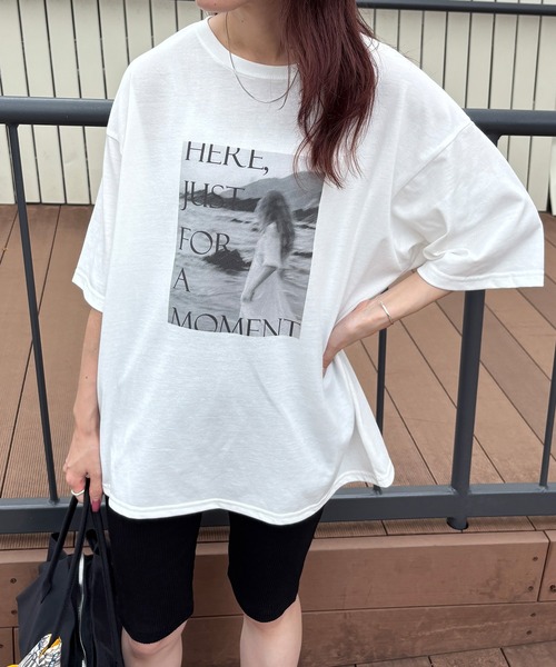 ISOOK(アイスー)の「【ISOOK / アイスー】接触冷感UVカットTシャツ / 日焼け対策 紫外線対策 暑さ対策 半袖 フォトプリントT オーバーサイズ ルーズ ビッグシルエット モノクロ モノトーン アソート 白T ZOZOTOWN限定(Tシャツ/カットソー・レディース・ホワイト系その他/ホワイト・FREE)」の3枚目の写真