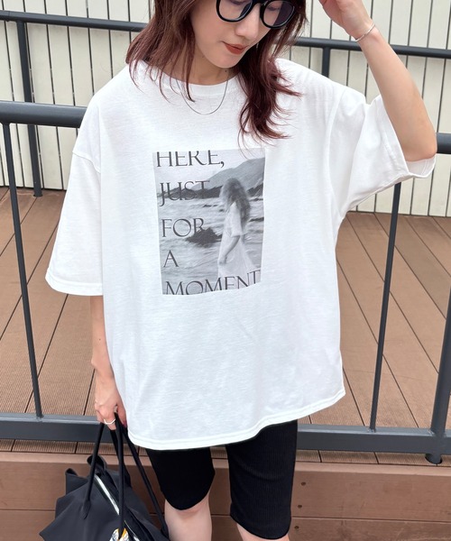 ISOOK(アイスー)の「【ISOOK / アイスー】接触冷感UVカットTシャツ / 日焼け対策 紫外線対策 暑さ対策 半袖 フォトプリントT オーバーサイズ ルーズ ビッグシルエット モノクロ モノトーン アソート 白T ZOZOTOWN限定(Tシャツ/カットソー・レディース・ホワイト系その他/ホワイト・FREE)」の5枚目の写真