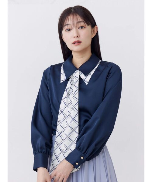 TONAL(トーナル)の「2WAYダブルカラーボウタイブラウス(シャツ/ブラウス・レディース・ベージュ/ネイビー/アイボリー/オフホワイト・MEDIUM)」の16枚目の写真