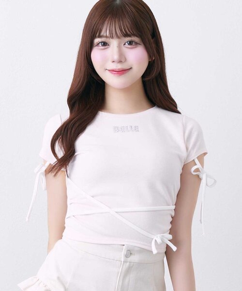 OLIVE des OLIVE（オリーブデオリーブ）の「【Belle Charme】Ribbon Detail Tee（Tシャツ/カットソー・レディース・オフホワイト/ピンク/ブラック・FREE）」の3枚目の写真