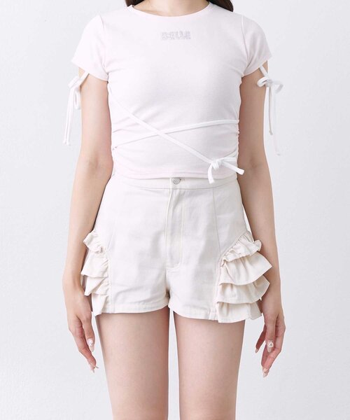 OLIVE des OLIVE（オリーブデオリーブ）の「【Belle Charme】Ribbon Detail Tee（Tシャツ/カットソー・レディース・オフホワイト/ピンク/ブラック・FREE）」の11枚目の写真