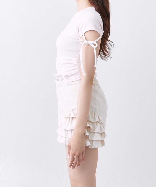 OLIVE des OLIVE（オリーブデオリーブ）の「【Belle Charme】Ribbon Detail Tee（Tシャツ/カットソー・レディース・オフホワイト/ピンク/ブラック・FREE）」の12枚目の写真