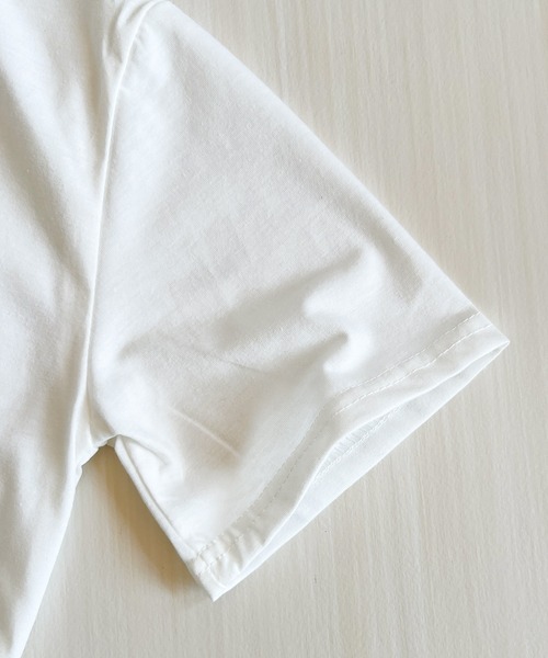 DiamondHearts（ダイヤモンドハーツ）の「コンパクトヘンリーネック Tシャツ（Tシャツ/カットソー・レディース・ホワイト/ブラック・FREE）」の5枚目の写真