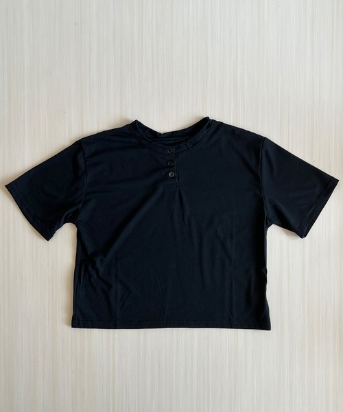 DiamondHearts（ダイヤモンドハーツ）の「コンパクトヘンリーネック Tシャツ（Tシャツ/カットソー・レディース・ホワイト/ブラック・FREE）」の8枚目の写真