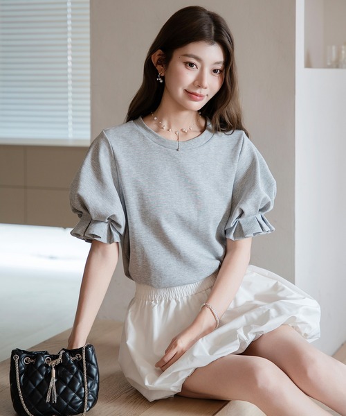 by LEGNA(バイレグナ)の「脱普通のTシャツパフタックタイプ(Tシャツ/カットソー・レディース・ホワイト/モカ/杢グレー/ブラック/チャコール・FREE)」の7枚目の写真