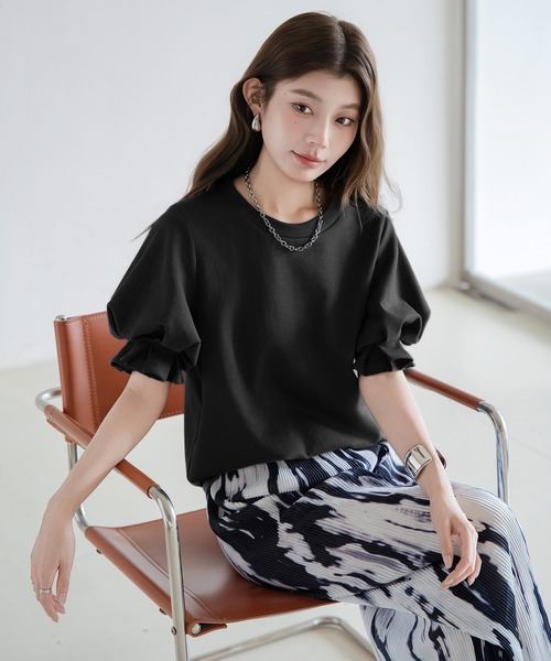 by LEGNA(バイレグナ)の「脱普通のTシャツパフタックタイプ(Tシャツ/カットソー・レディース・ホワイト/モカ/杢グレー/ブラック/チャコール・FREE)」の22枚目の写真