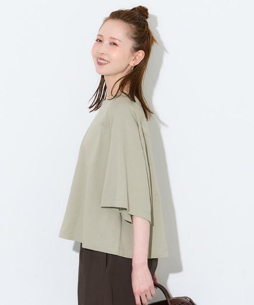 coca（coca）（コカ）の「ラグランワイドTシャツ（Tシャツ/カットソー・レディース・ブラック/ホワイト/オレンジ/カーキ・S/L/M）」の3枚目の写真