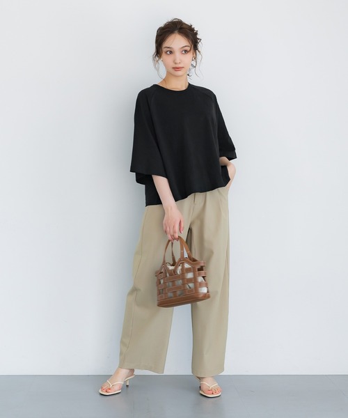 coca（coca）（コカ）の「ラグランワイドTシャツ（Tシャツ/カットソー・レディース・ブラック/ホワイト/オレンジ/カーキ・S/L/M）」の9枚目の写真