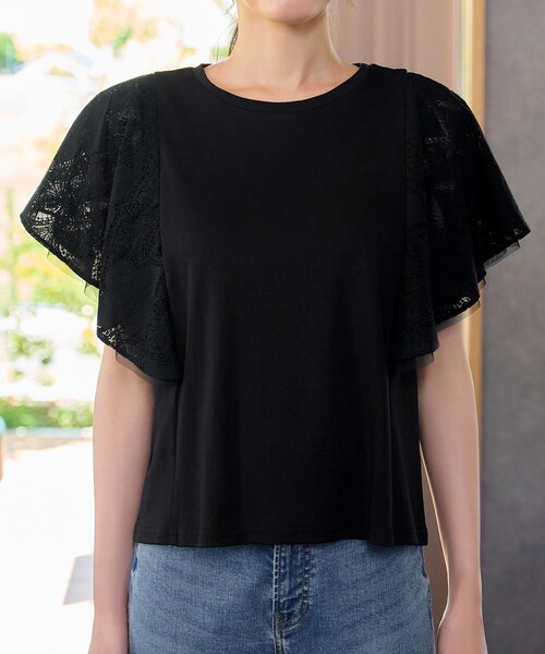 Tiaclasse(ティアクラッセ)の「レースフレアスリーブカットソートップス(Tシャツ/カットソー・レディース・オフホワイト/ブラック・M/L)」の16枚目の写真