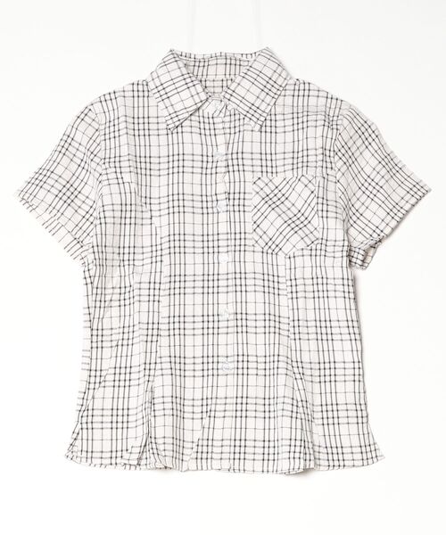 gossip!ロサンゼルス(ゴシップロサンゼルス)の「【Y2Kガーリー】 レトロチェックブラウス(Tシャツ/カットソー・レディース・ブルー/ブラック/チェック/ライトブルー・M)」の15枚目の写真