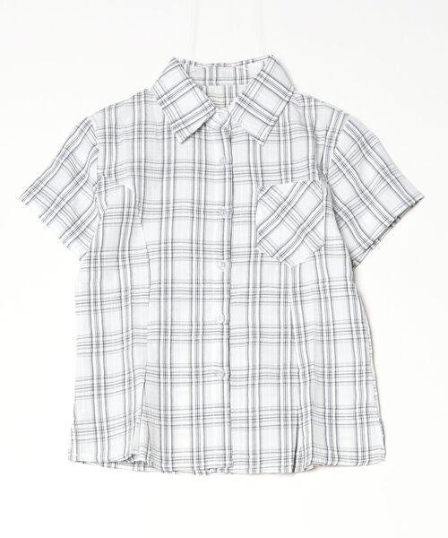gossip!ロサンゼルス(ゴシップロサンゼルス)の「【Y2Kガーリー】 レトロチェックブラウス(Tシャツ/カットソー・レディース・ブルー/ブラック/チェック/ライトブルー・M)」の8枚目の写真