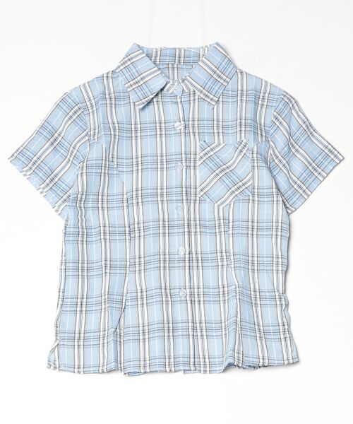 gossip!ロサンゼルス(ゴシップロサンゼルス)の「【Y2Kガーリー】 レトロチェックブラウス(Tシャツ/カットソー・レディース・ブルー/ブラック/チェック/ライトブルー・M)」の7枚目の写真