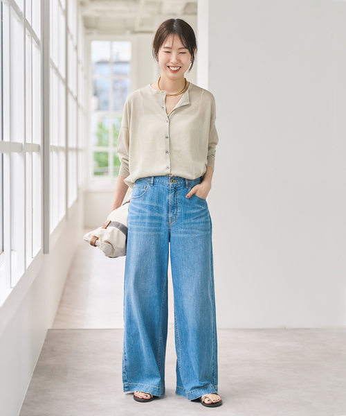 Spick & Span(スピックアンドスパン)の「《追加》ウォッシャブルシアークルーカーディガン(カーディガン/ボレロ・レディース・チャコールグレー/サックスブルー/ベージュ・FREE)」の12枚目の写真
