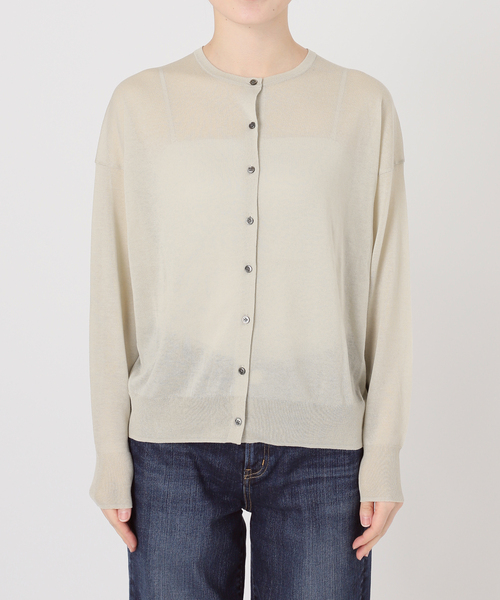Spick & Span(スピックアンドスパン)の「《追加》ウォッシャブルシアークルーカーディガン(カーディガン/ボレロ・レディース・チャコールグレー/サックスブルー/ベージュ・FREE)」の4枚目の写真