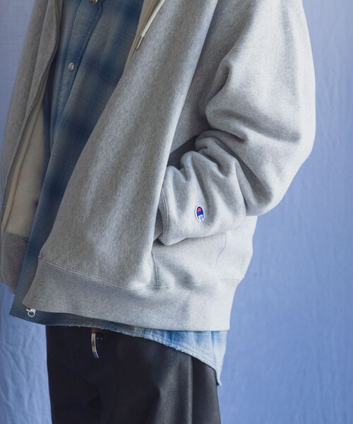 Champion(チャンピオン)の「<Champion × monkey time>フルジップ フーディー(パーカー・メンズ・ライトグレー/ブラック/ネイビー・S/M/XL/L)」の7枚目の写真