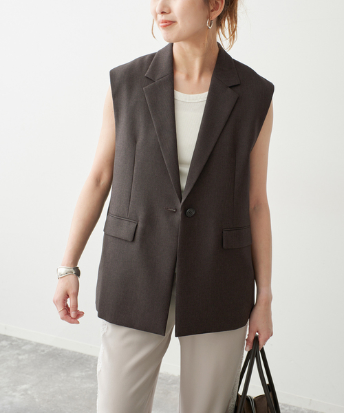 Spick & Span(スピックアンドスパン)の「《セットアップ可 / 》メランジシングルブレストジレ(ベスト・レディース・ブラウン・38/36)」の15枚目の写真