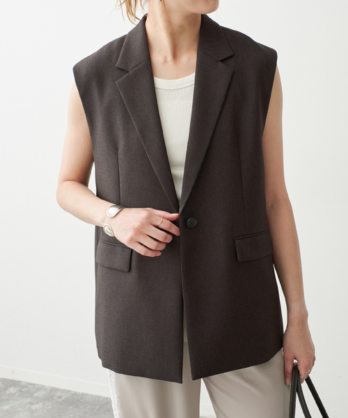Spick & Span(スピックアンドスパン)の「《セットアップ可 / 》メランジシングルブレストジレ(ベスト・レディース・ブラウン・38/36)」の16枚目の写真