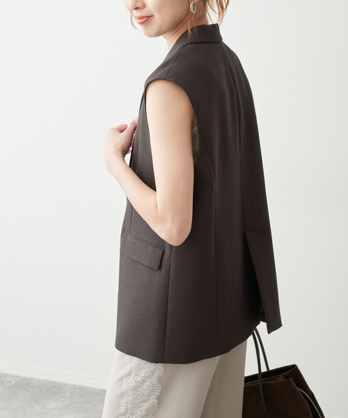 Spick & Span(スピックアンドスパン)の「《セットアップ可 / 》メランジシングルブレストジレ(ベスト・レディース・ブラウン・38/36)」の18枚目の写真