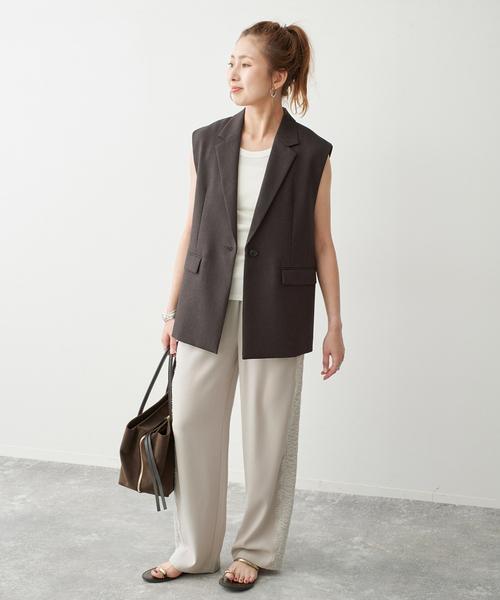 Spick & Span(スピックアンドスパン)の「《セットアップ可 / 》メランジシングルブレストジレ(ベスト・レディース・ブラウン・38/36)」の19枚目の写真