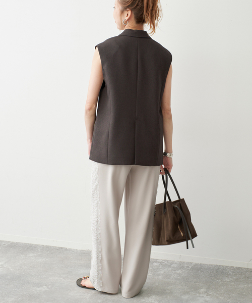 Spick & Span(スピックアンドスパン)の「《セットアップ可 / 》メランジシングルブレストジレ(ベスト・レディース・ブラウン・38/36)」の3枚目の写真