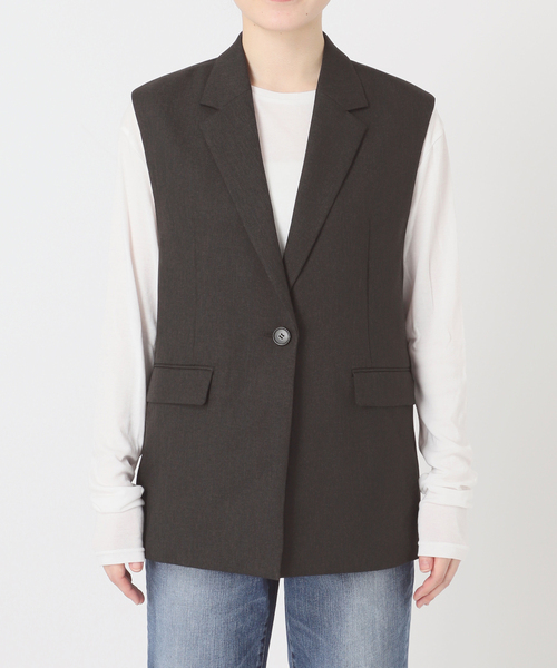 Spick & Span(スピックアンドスパン)の「《セットアップ可 / 》メランジシングルブレストジレ(ベスト・レディース・ブラウン・38/36)」の4枚目の写真