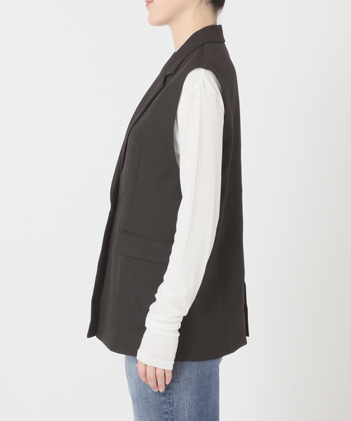 Spick & Span(スピックアンドスパン)の「《セットアップ可 / 》メランジシングルブレストジレ(ベスト・レディース・ブラウン・38/36)」の5枚目の写真