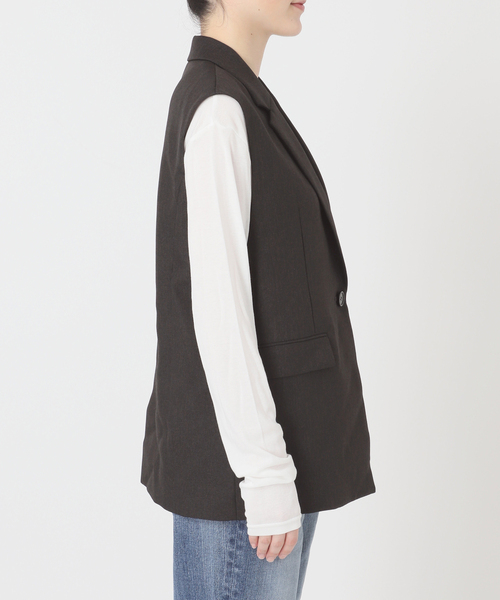 Spick & Span(スピックアンドスパン)の「《セットアップ可 / 》メランジシングルブレストジレ(ベスト・レディース・ブラウン・38/36)」の7枚目の写真