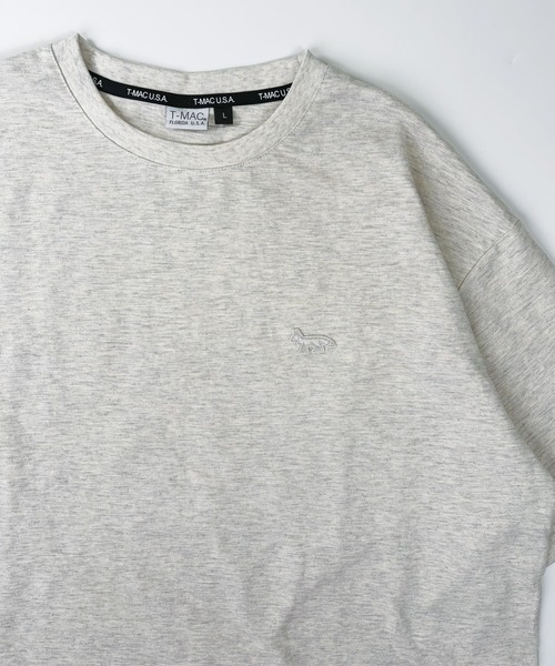T-MAC OUTING(ティーマック アウティング)の「【T-MAC】スラブ天竺 ワンポイントFOXワッペン刺繍 半袖Tシャツ(Tシャツ/カットソー・メンズ・セージグリーン/ブラック/ピンク/オートミール・M/LL/L)」の5枚目の写真