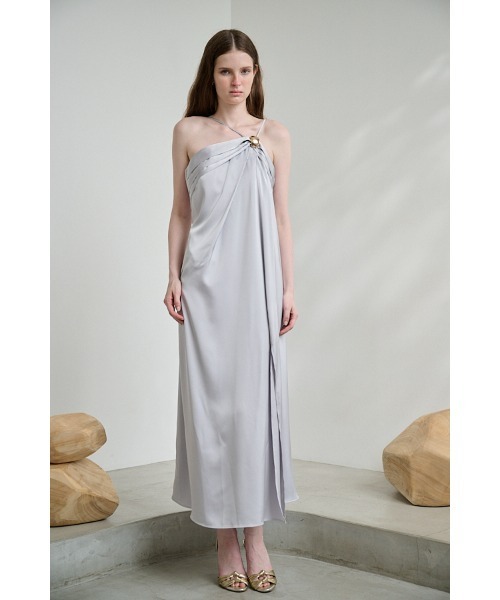 Estella.K(エステラケー)の「Isora Long Dress アシメトリータックドレープドレス(ドレス・レディース・ブルーグレー/ブラック/ベージュ・FREE)」の17枚目の写真