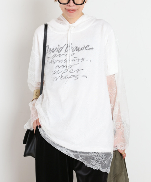 ARCHIVE STANCE(アーカイブスタンス)の「【ARCHIVE STANCE/アーカイブスタンス】lace hoodie(Tシャツ/カットソー・レディース・ブラック/ホワイト・FREE)」の2枚目の写真