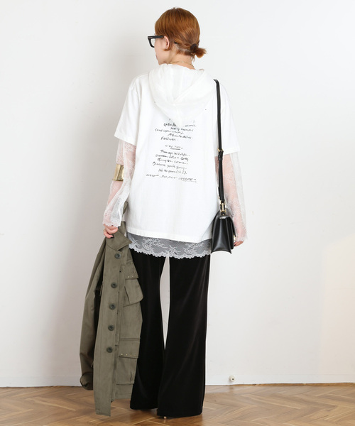 ARCHIVE STANCE(アーカイブスタンス)の「【ARCHIVE STANCE/アーカイブスタンス】lace hoodie(Tシャツ/カットソー・レディース・ブラック/ホワイト・FREE)」の7枚目の写真