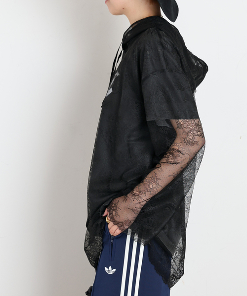 ARCHIVE STANCE(アーカイブスタンス)の「【ARCHIVE STANCE/アーカイブスタンス】lace hoodie(Tシャツ/カットソー・レディース・ブラック/ホワイト・FREE)」の11枚目の写真