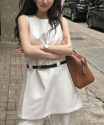 ノースリーブベルト付きミニワンピース